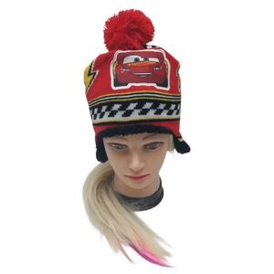 Disney Red Winter Hat Cars‎ Lightning Beanie + Pompom + Ear Flap